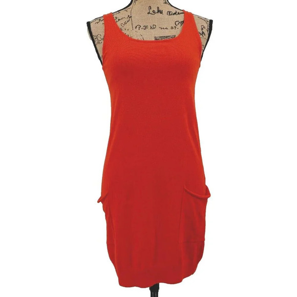 SHAE Anthropologie Dress Women S Cashmere Blend Orange Pockets Sleeveless‎ Knit